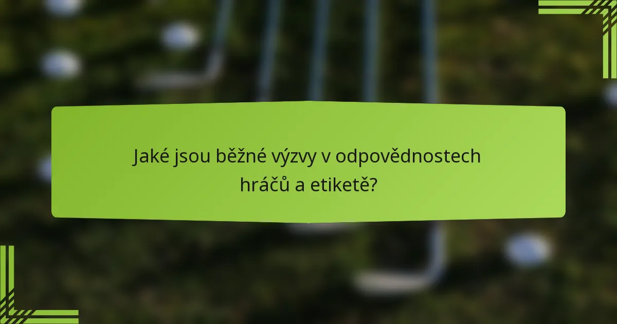 Jaké jsou běžné výzvy v odpovědnostech hráčů a etiketě?